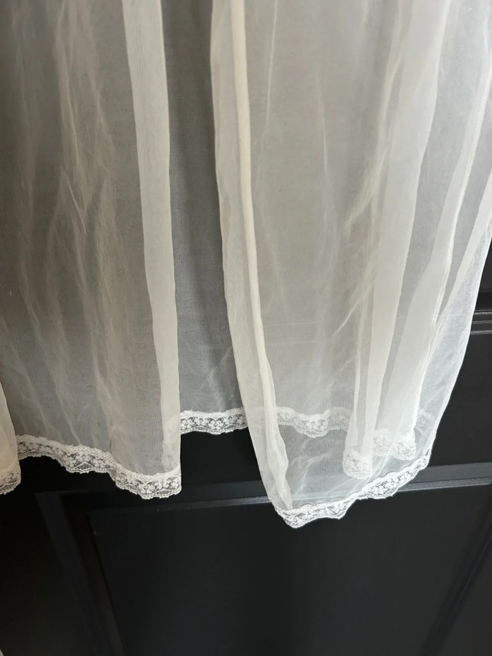 Vintage Sheer Lace Peignoir Set - Cream